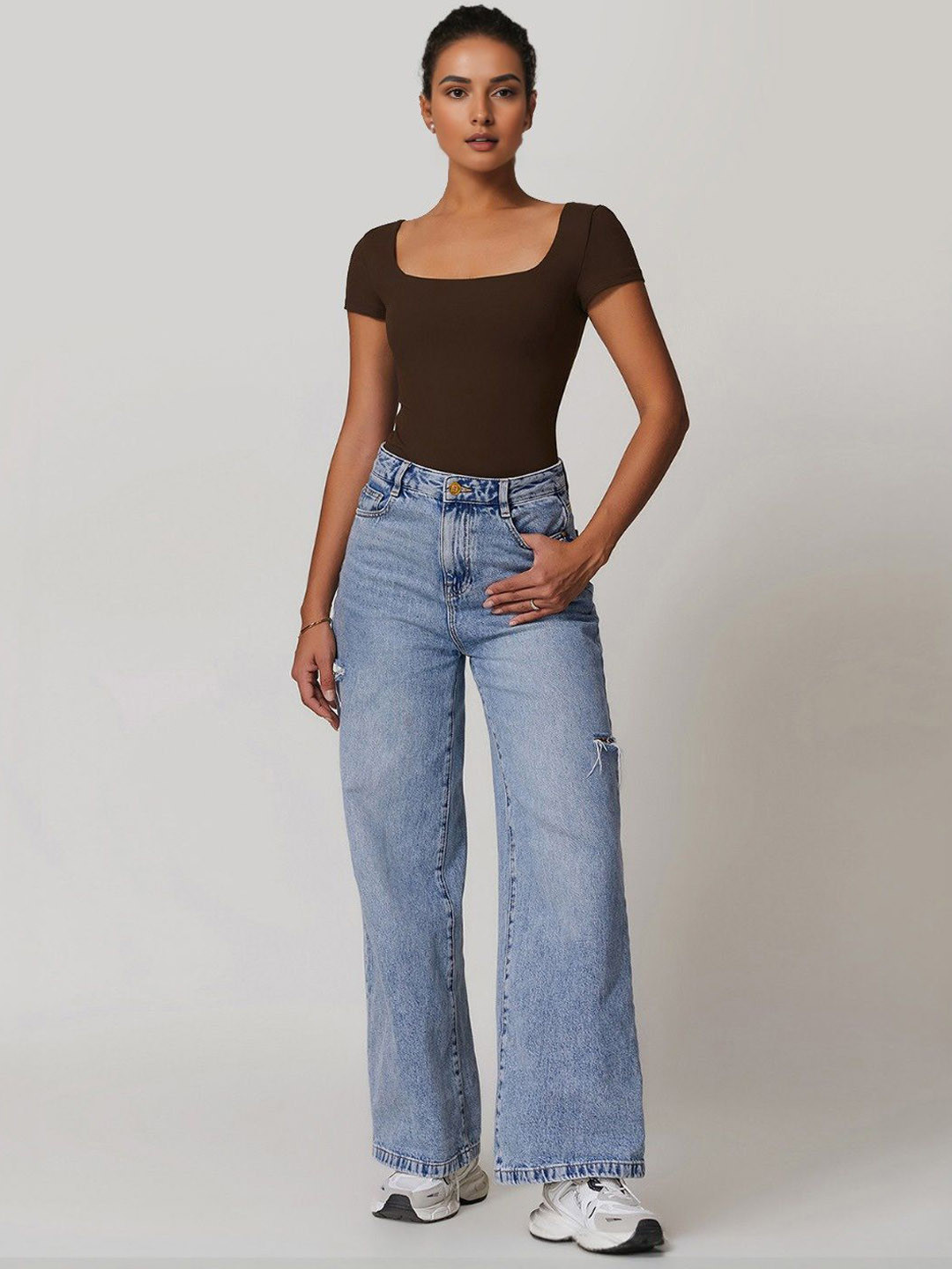 StyleCast Square Neck Short Sleeve Bodysuit