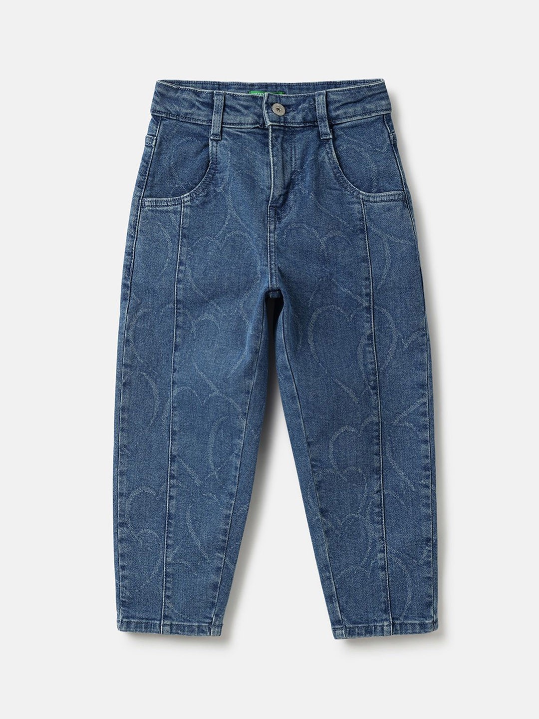 United Colors of Benetton Girl Slouchy Fit Mid-Rise Low Distress Jeans