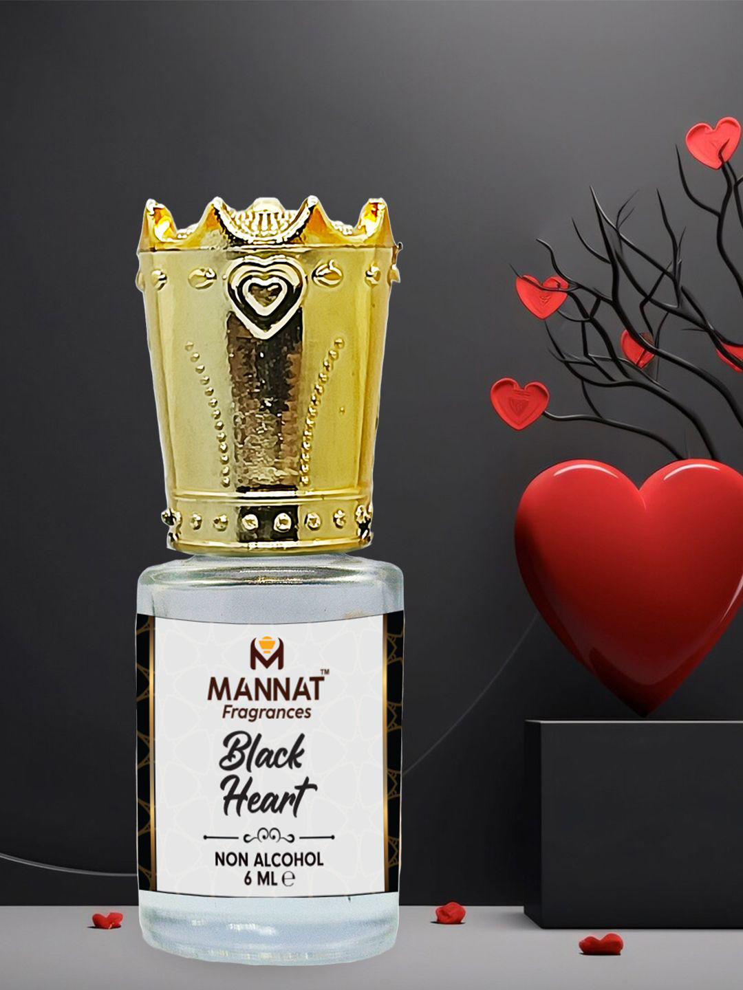 mannat fragrances Black Heart Long Lasting Alcohol Free Attar - 6 ml