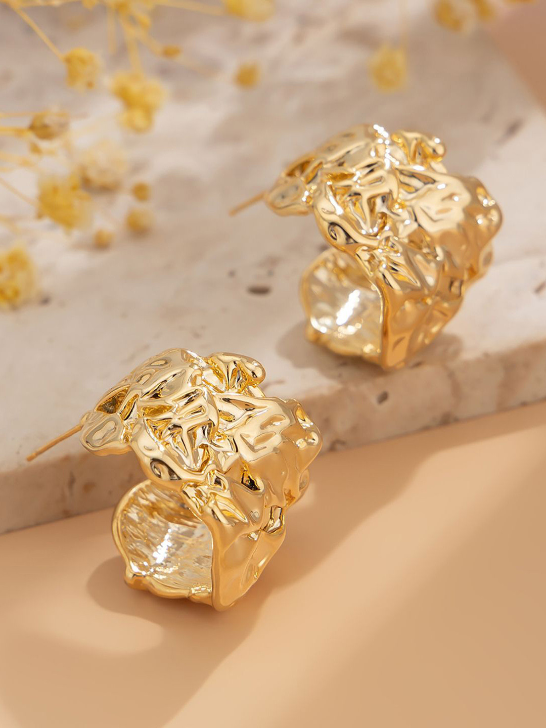 StyleCast x Revolte Gold-Plated Contemporary Chunky Half Hoop Earrings