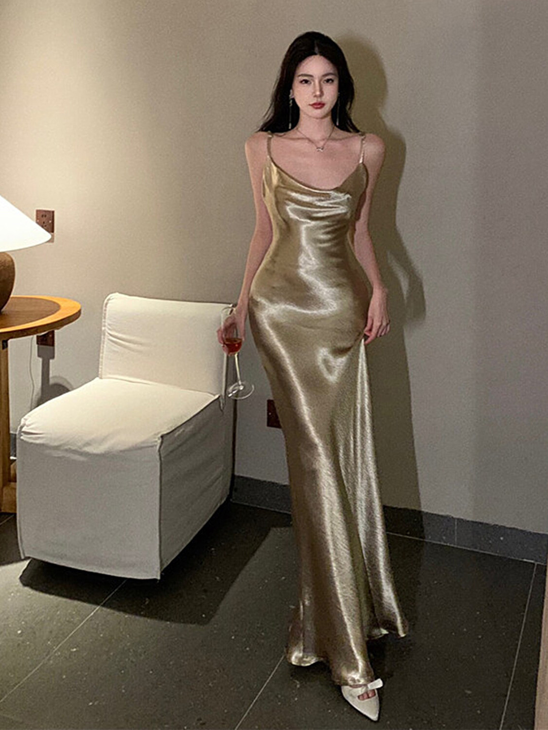 LULU & SKY Cowl Neck Sleeveless Maxi Dress