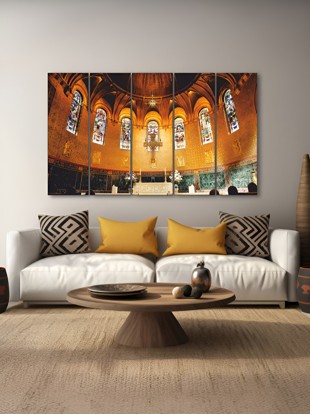 The Castle Decor Yellow And Brown Wood Abstract Wall Art