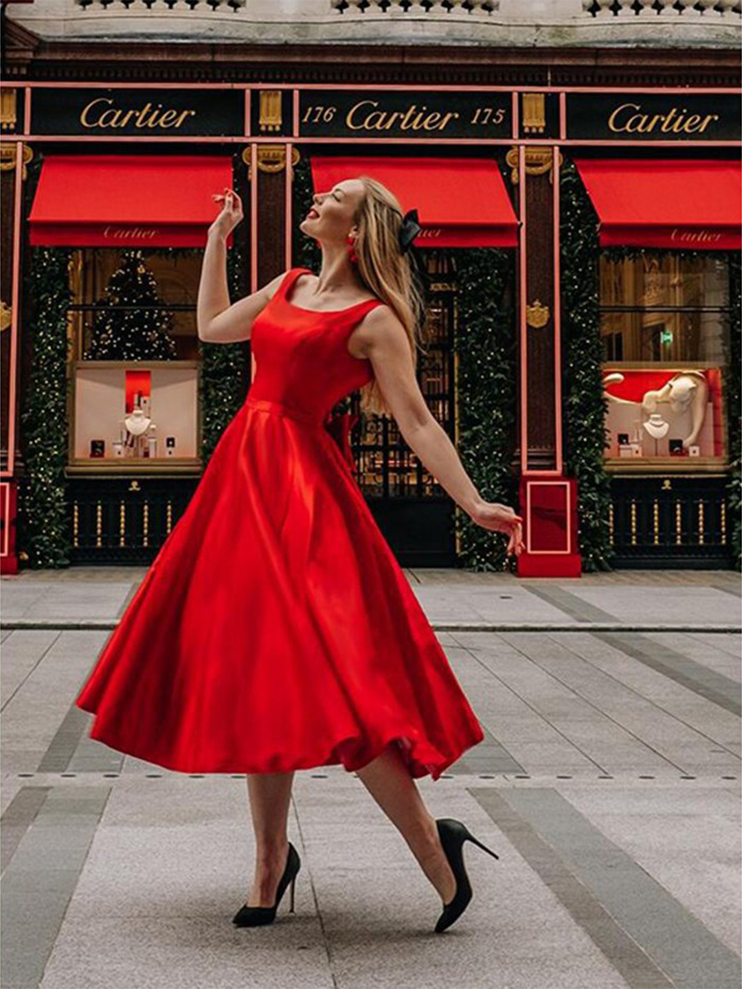 StyleCast Red Bow Detail Gown Midi Dress