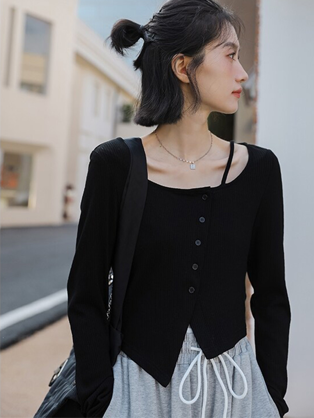 StyleCast Black Scoop Neck Top