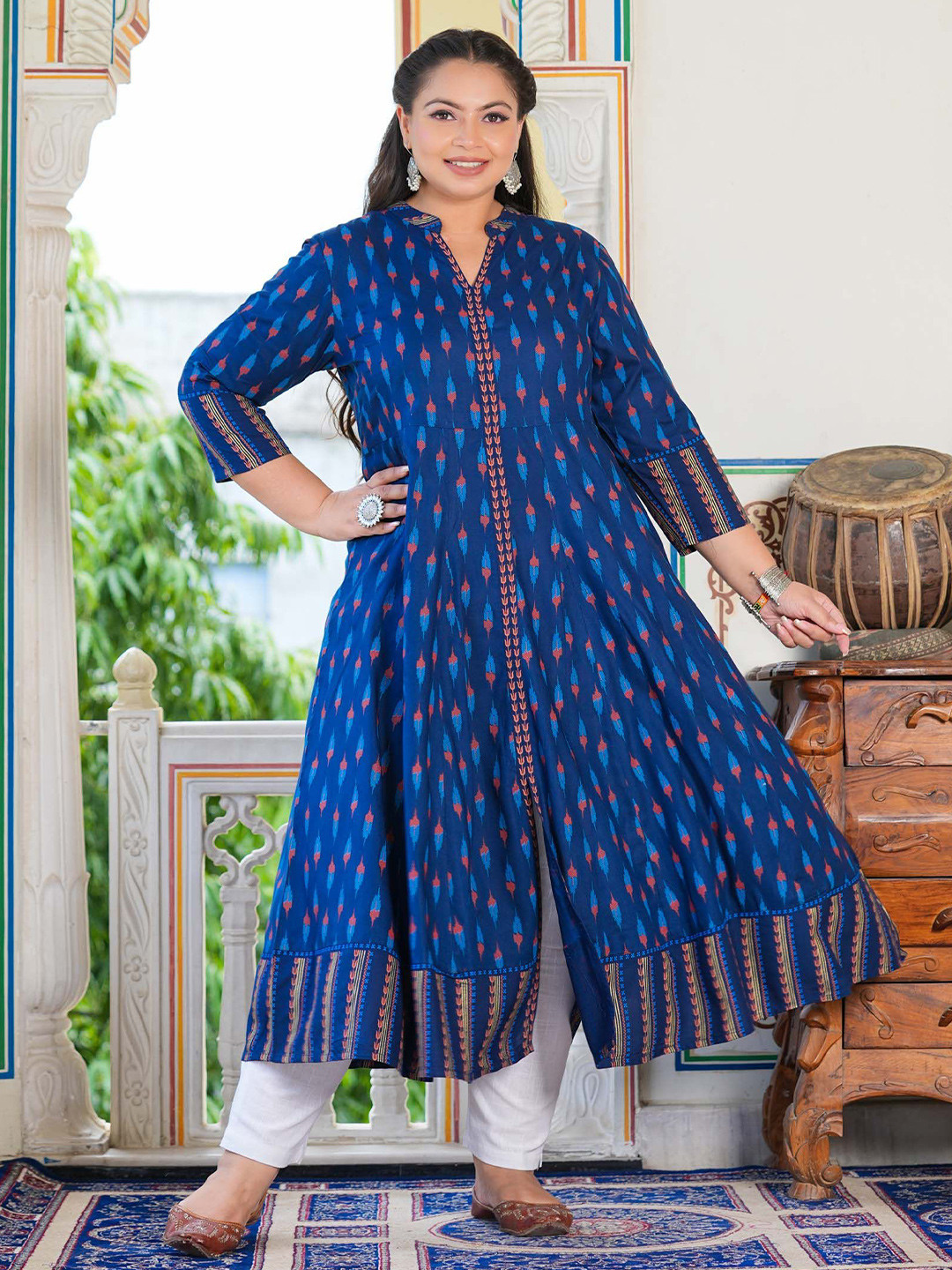 IKRASS Women abstract Anarkali caft leanth thread work