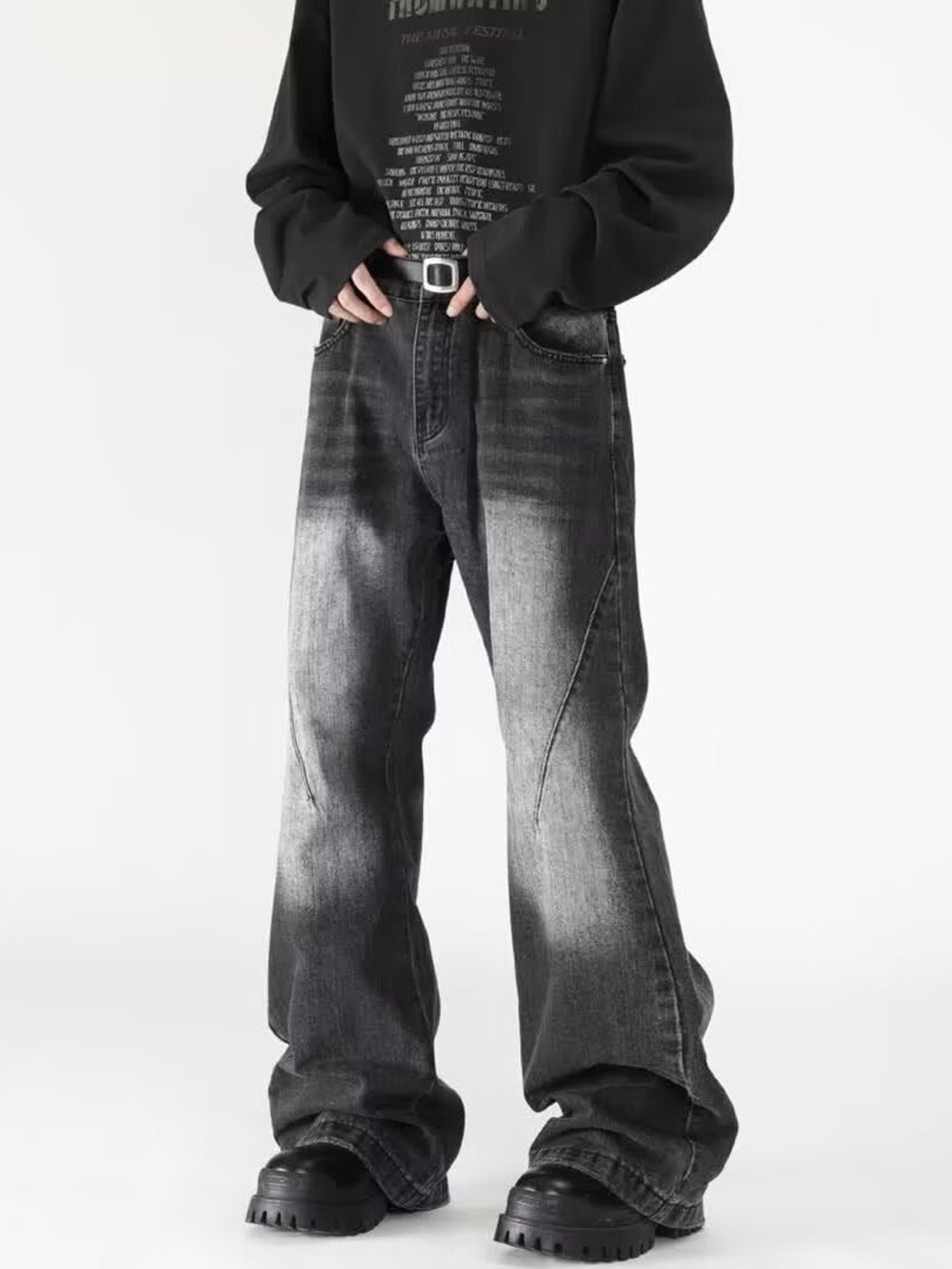 StyleCast Men Flared High-Rise Light Fade Jeans
