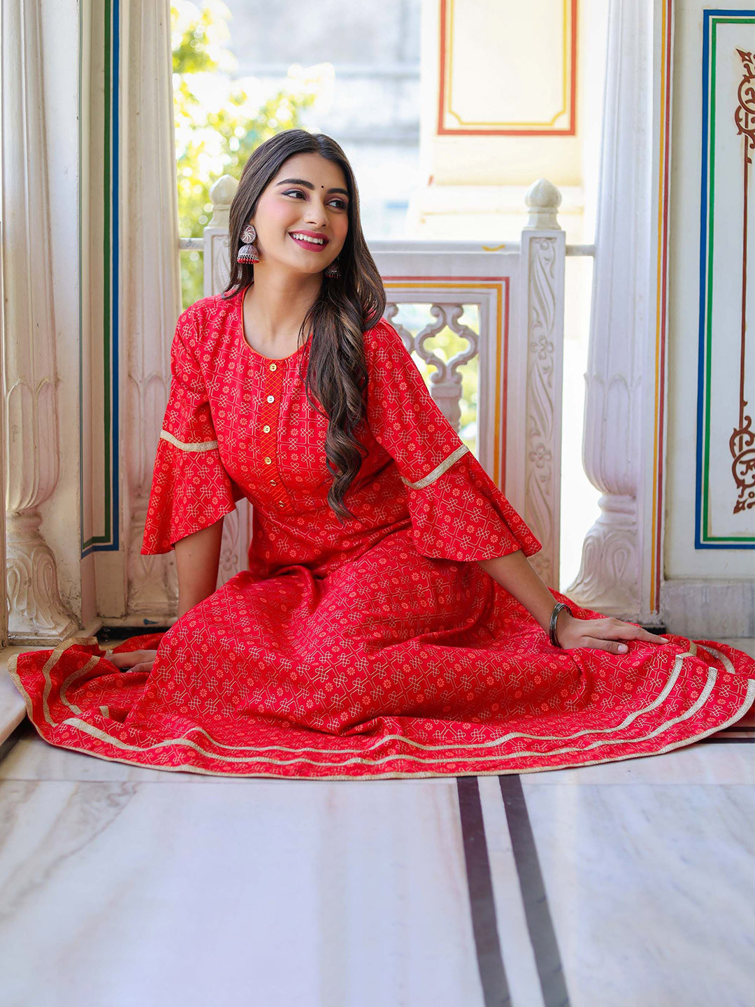 IKRASS Women Floral Printed Festive Anarkali Kurtas