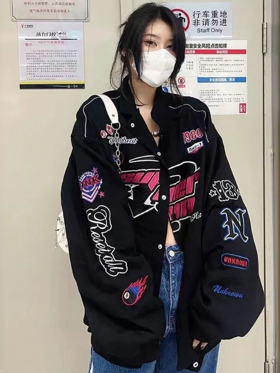 Casual Typography Regular Length Open Front Jacket