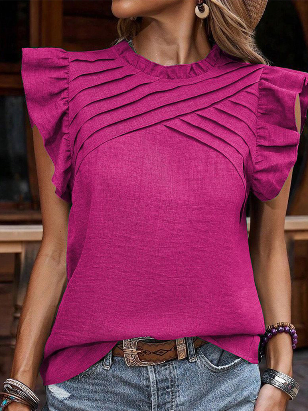 StyleCast x Revolte Women Mock Neck Pleated Top