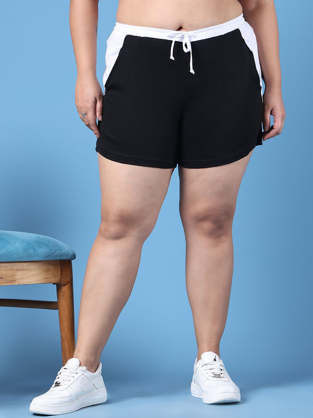 theRebelinme Women Colourblocked High-Rise Technology Shorts