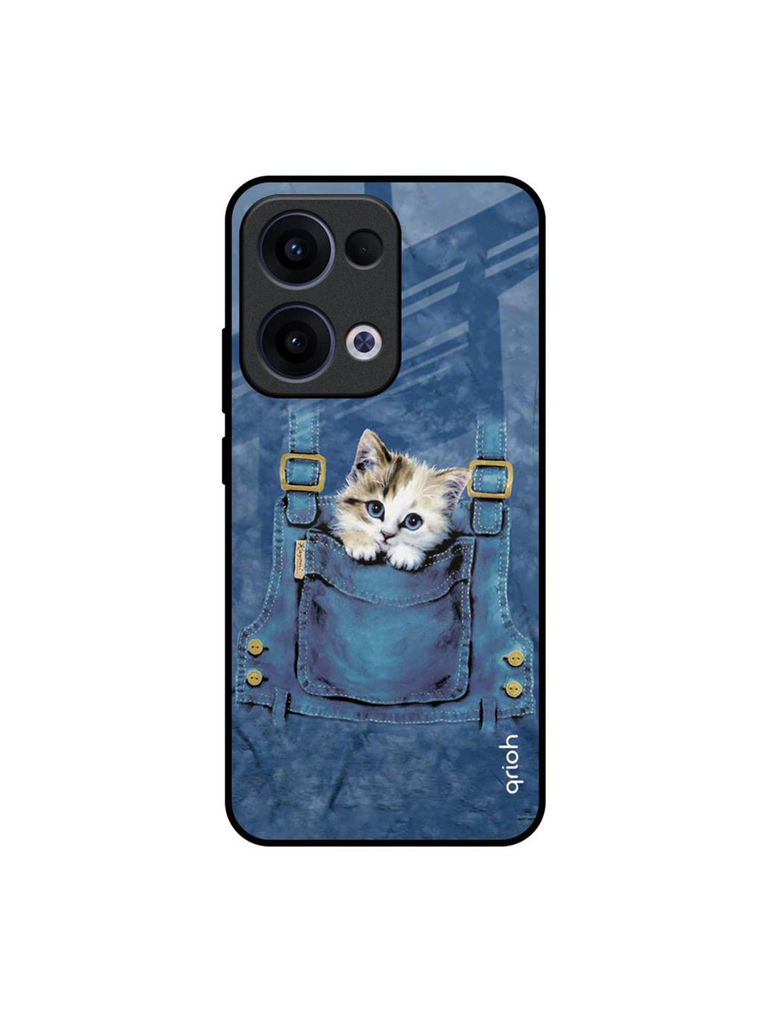 QRIOH Kitty In Pocket Printed Silicone Glass Oppo Reno13 5G Back Case