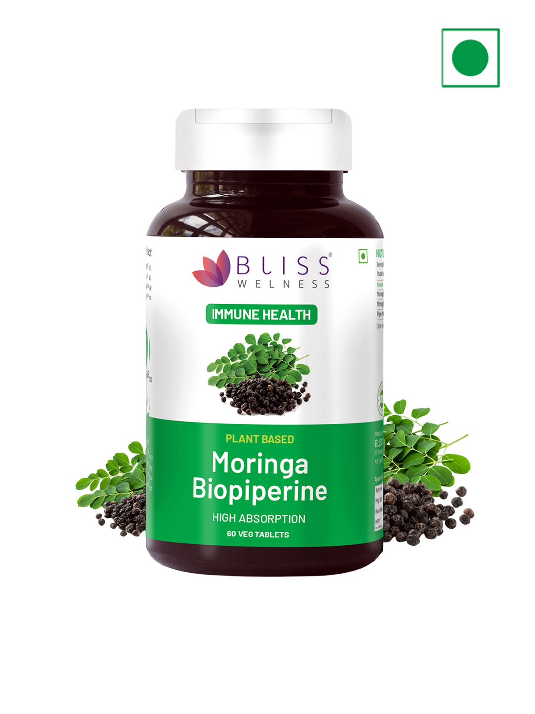 Bliss Welness Plant Based Moringa Biopiperine High Absorption- 60 Tablets