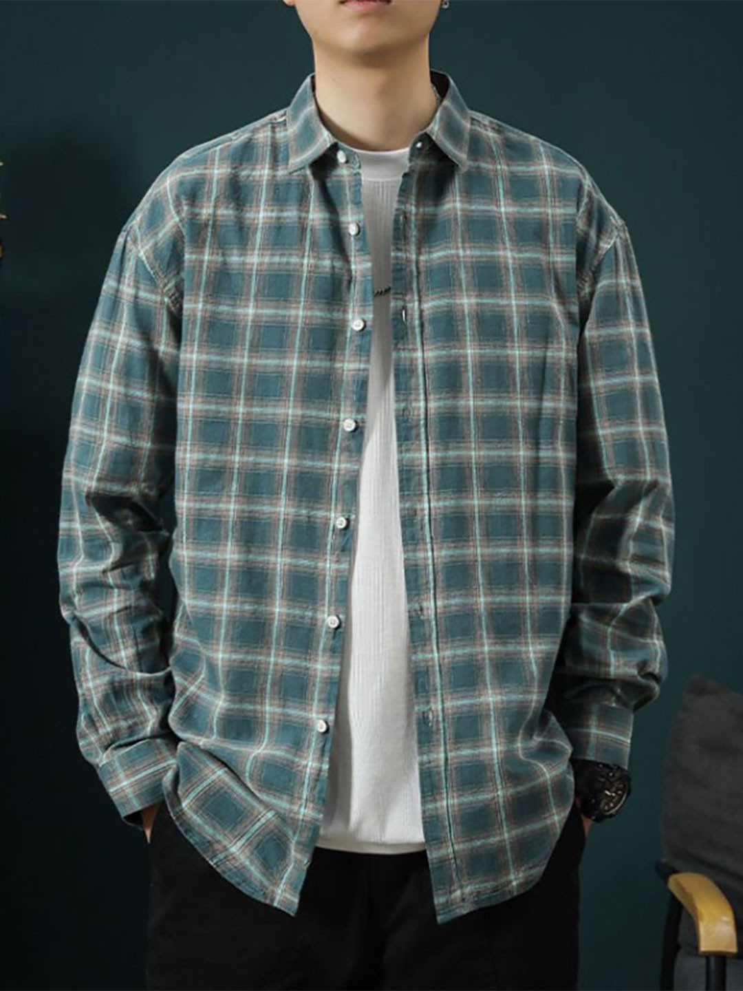 StyleCast x Revolte Men Blue Windowpane Checks Casual Shirt