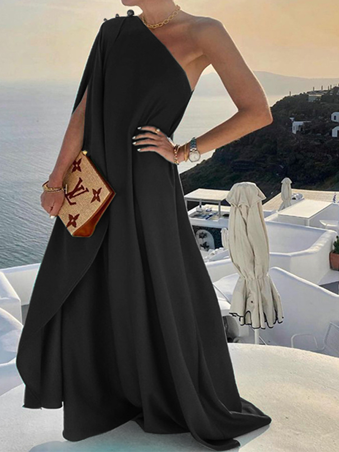 LULU & SKY Cape Sleeve Maxi Dress