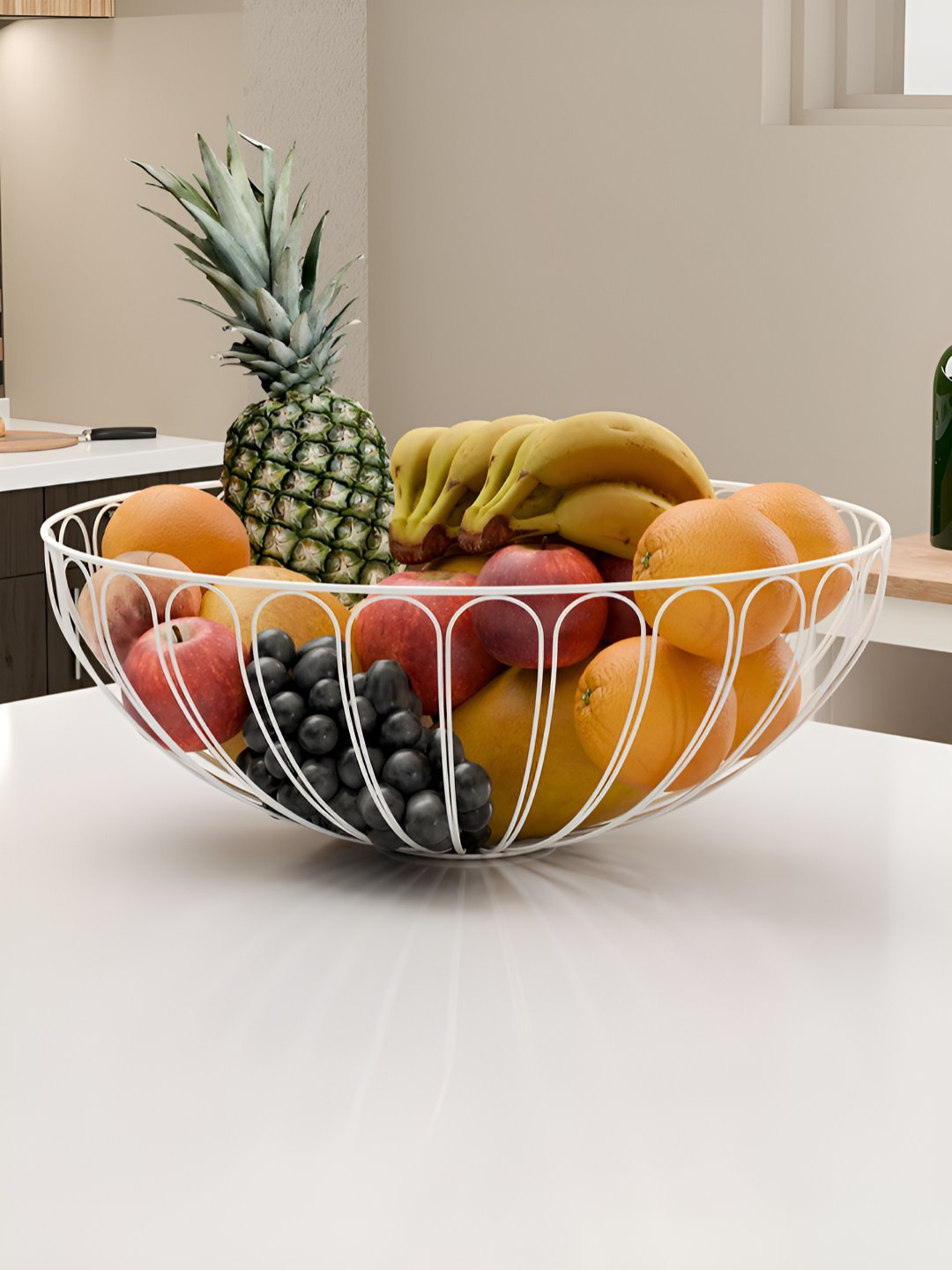 Myntra Elegant Homes White 2025 Metal Dishwasher Safe Fashion Fruit and Vegetable Basket