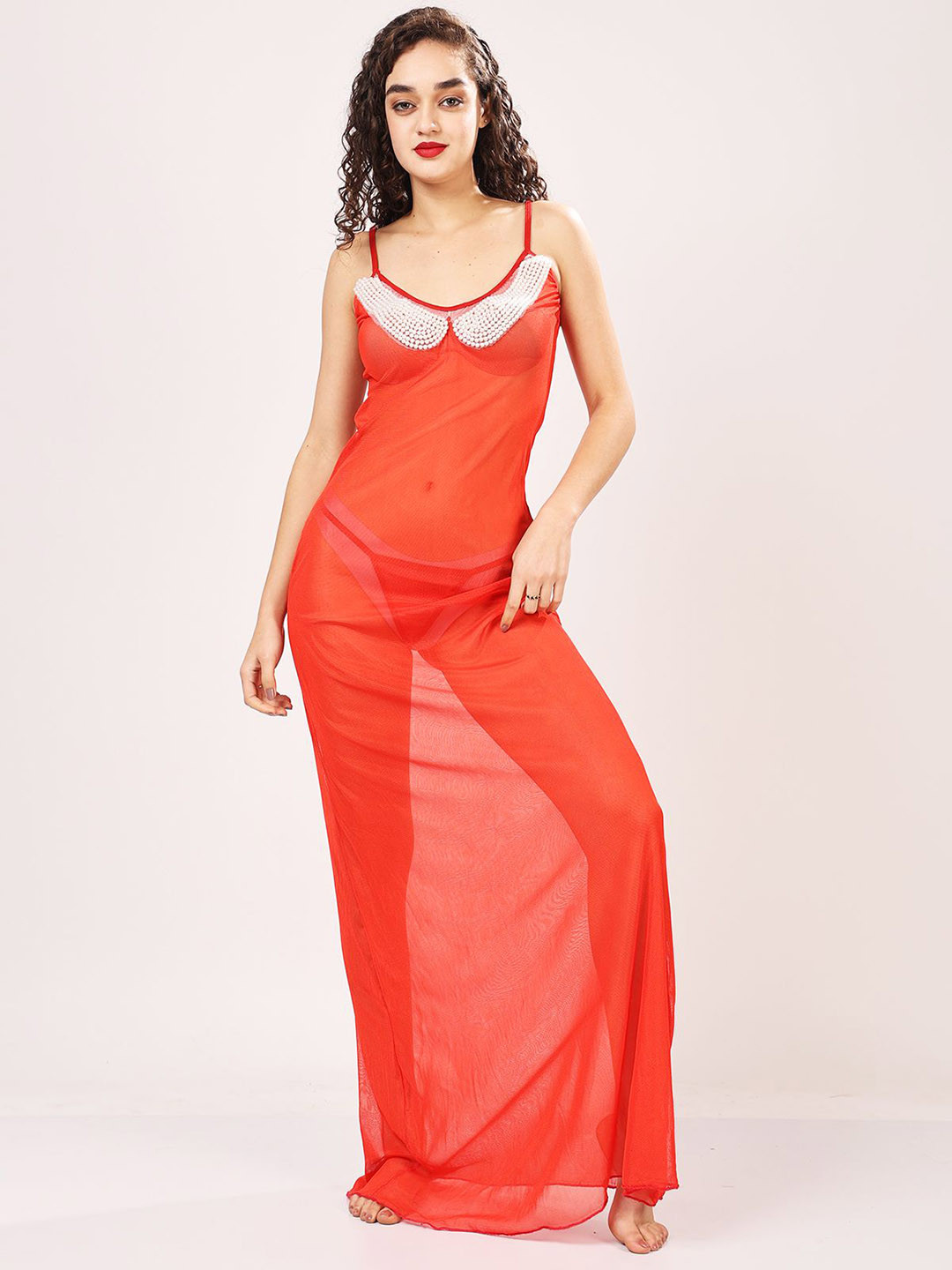 Lola Dola Women Self Design Baby Doll with Briefs