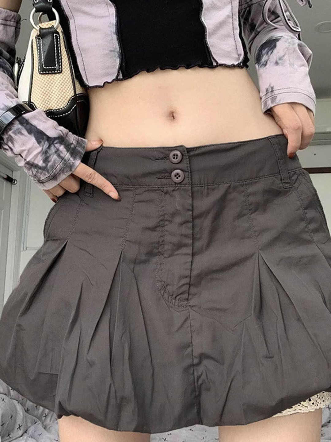 LULU & SKY Pleated A-Line Balloon mini Length Skirt