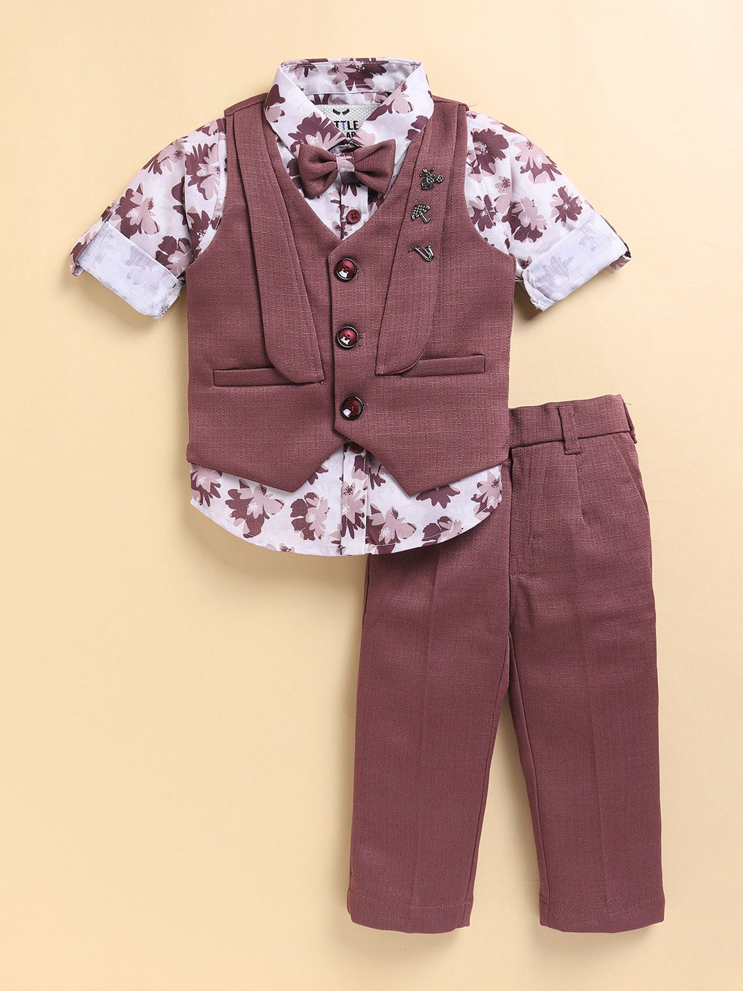 LITTLE COLLARS 6-Piece Printed Single-Breasted Partywear Suit