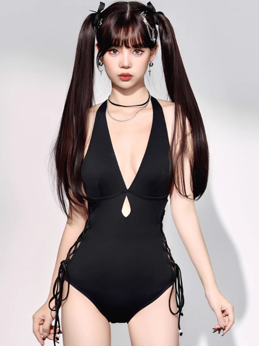 LULU & SKY Lace-up Detail Swimsuit