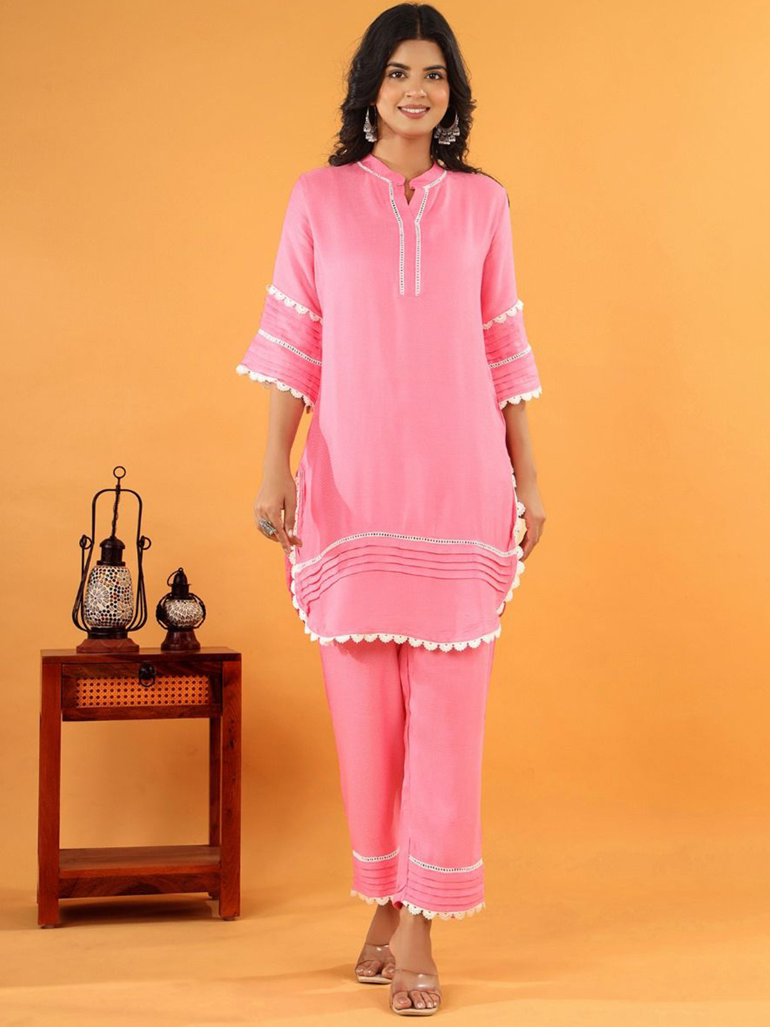 AUTUMN LANE Pawan Soft Pink Cotton Co-Ord Set
