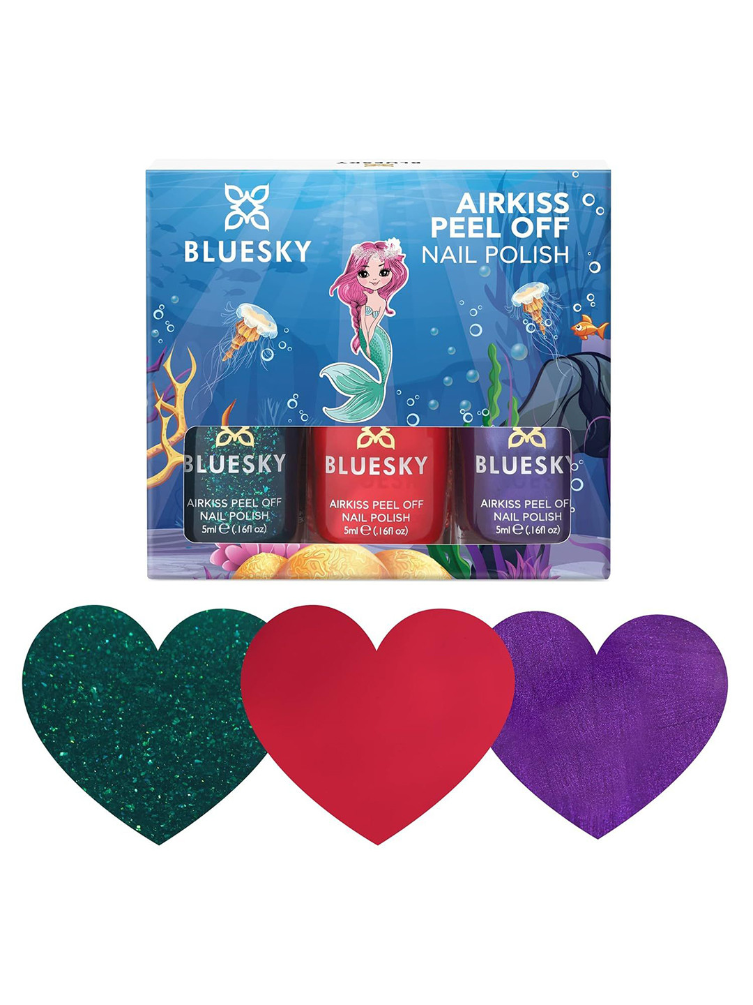 BLUESKY Kids Set Of 3 Airkiss Peel Off Nail Polish - 5 ml Each