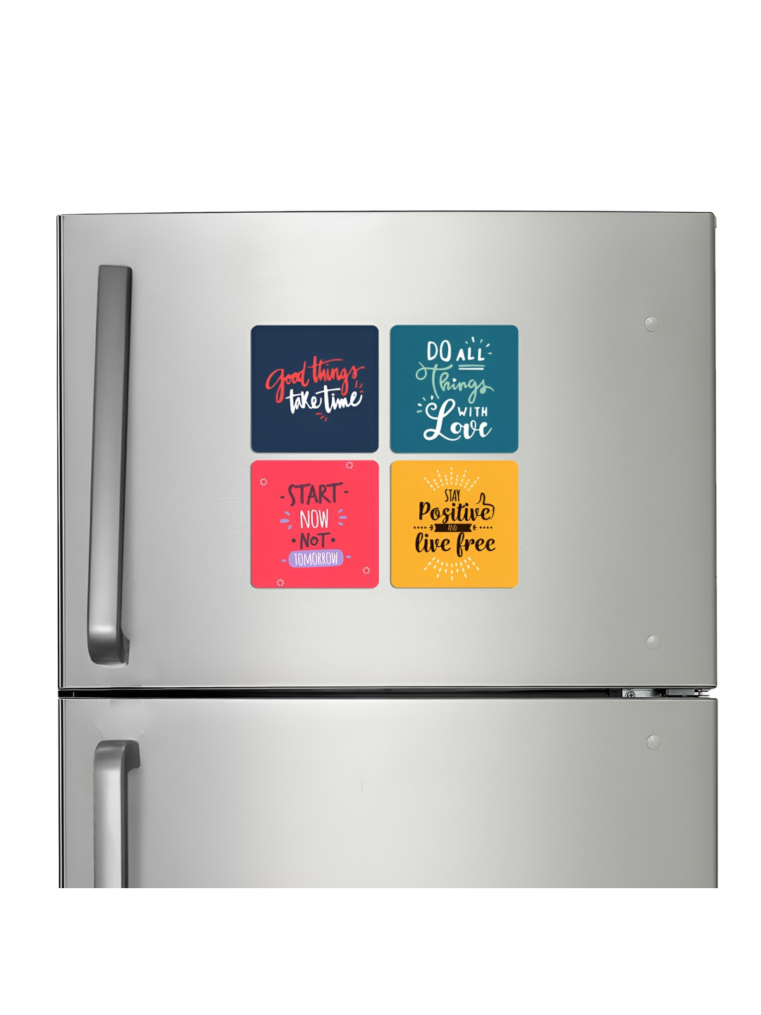 ARTBUG 4-Pcs Yellow & Red Printed Fridge Magnets