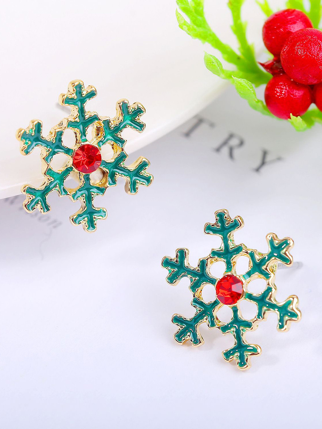 StyleCast x Revolte Gold-Plated Stone Studded Contemporary Studs