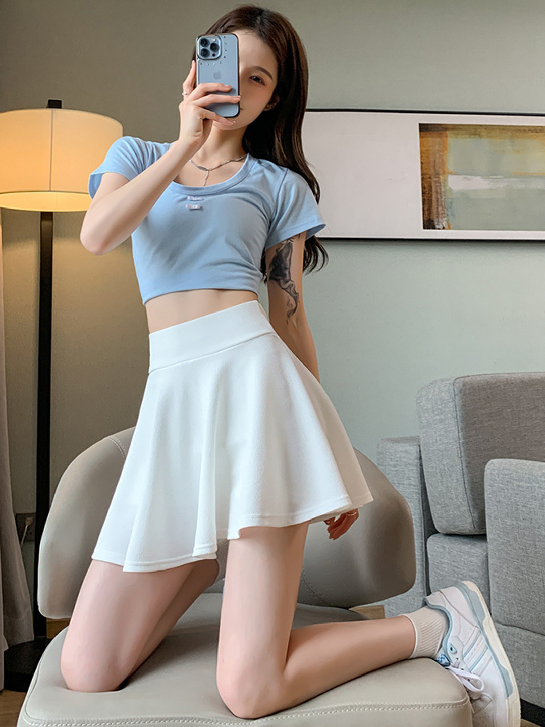 StyleCast Women Solid Fit & Flare Mini Skirt