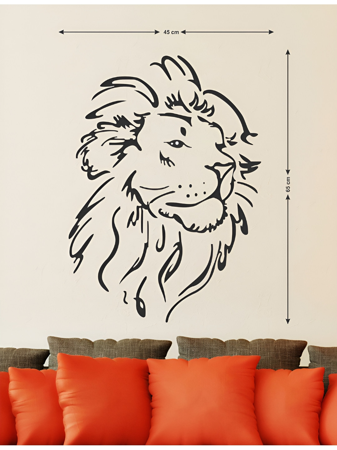 LANSTICK Black Terrific Lion Printed Self-Adhesive WallStickers