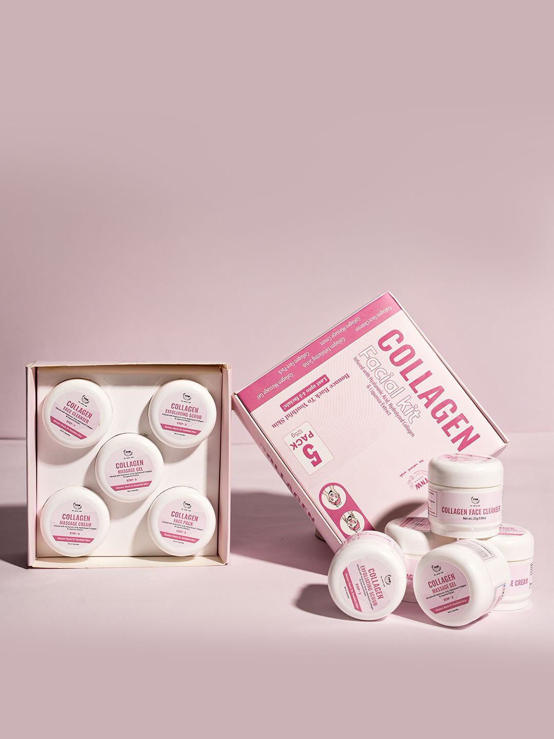 TNW the natural wash 5Pcs Collagen Facial Kit With Hydrolyzed Collagen - 125g