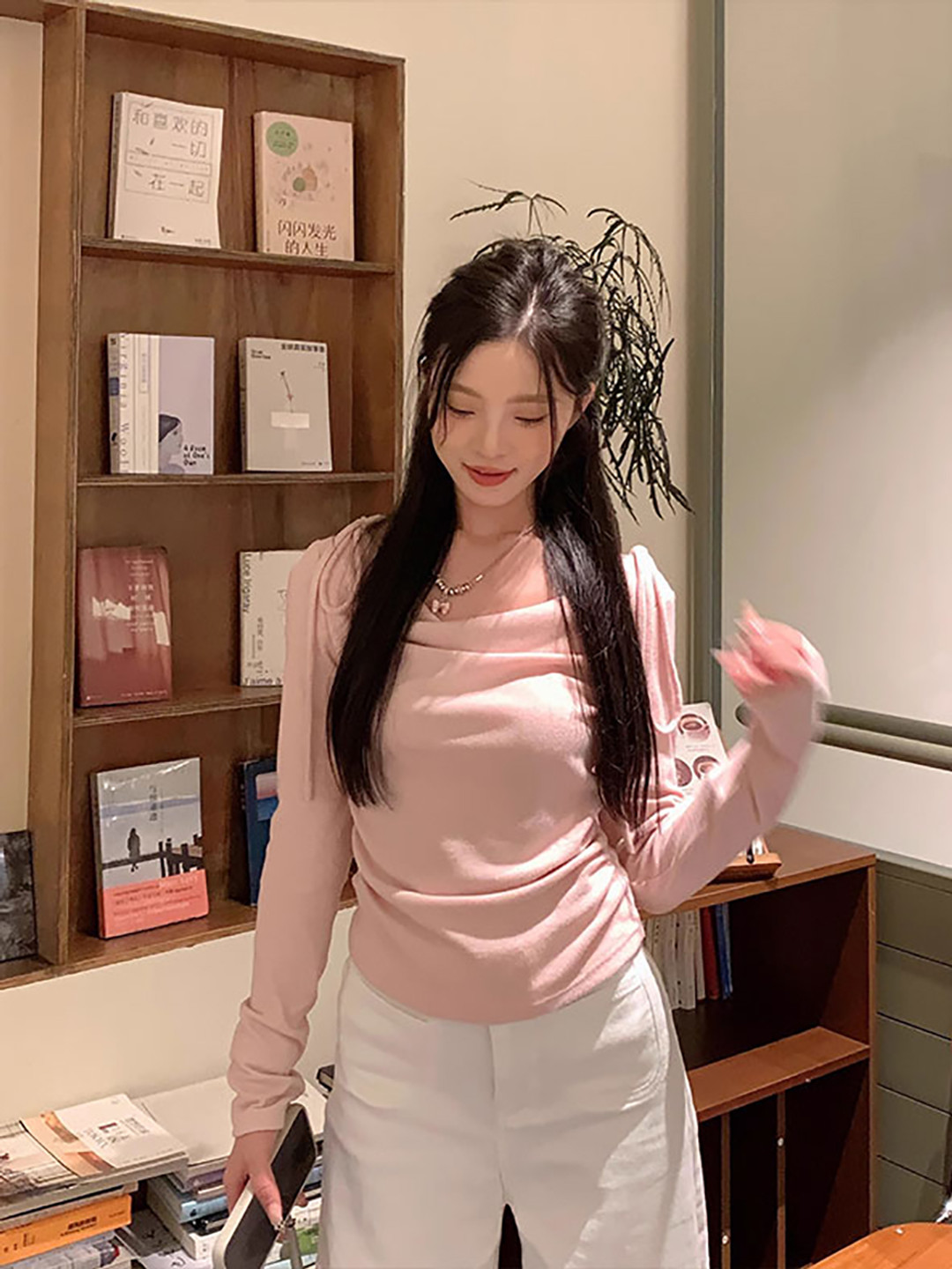 StyleCast x Revolte Solid Off Shoulder Long Sleeves Tie-Up Regular Top