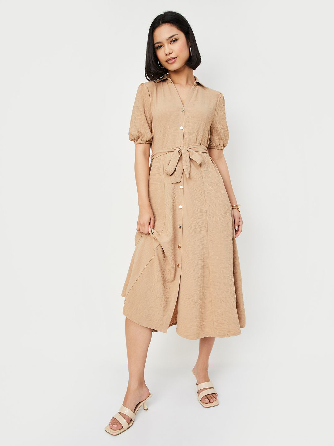 max Belted Shirt Midi Dress