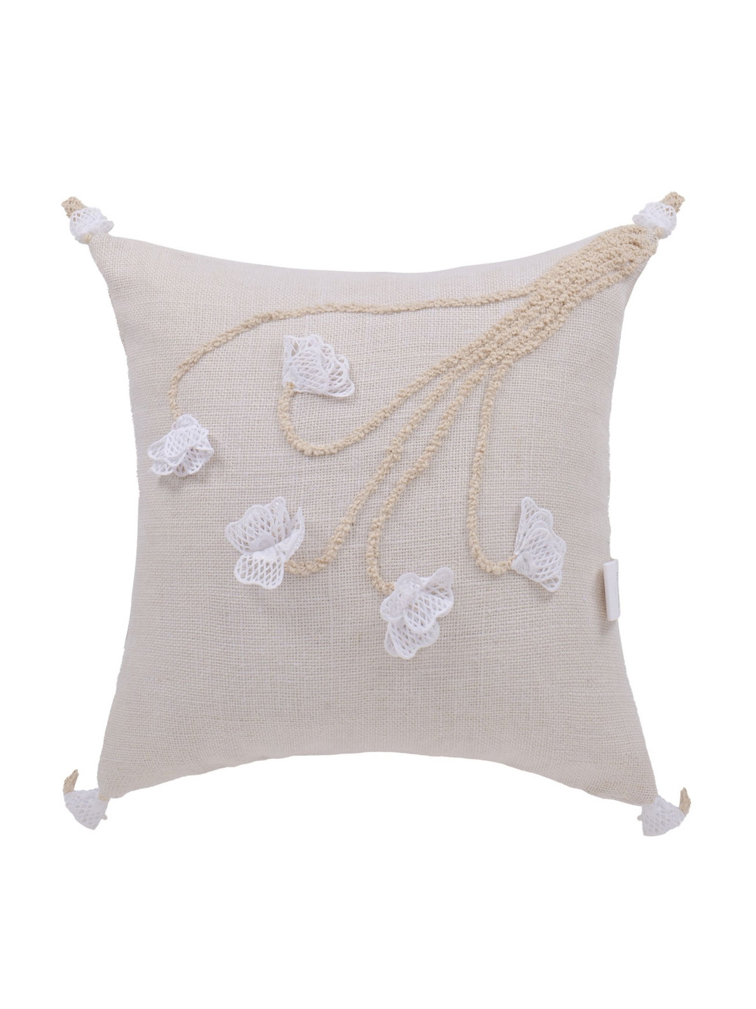 SH Creation and Handlooms Off-White & White Self-Designed Pre-FilledSquare Cushions