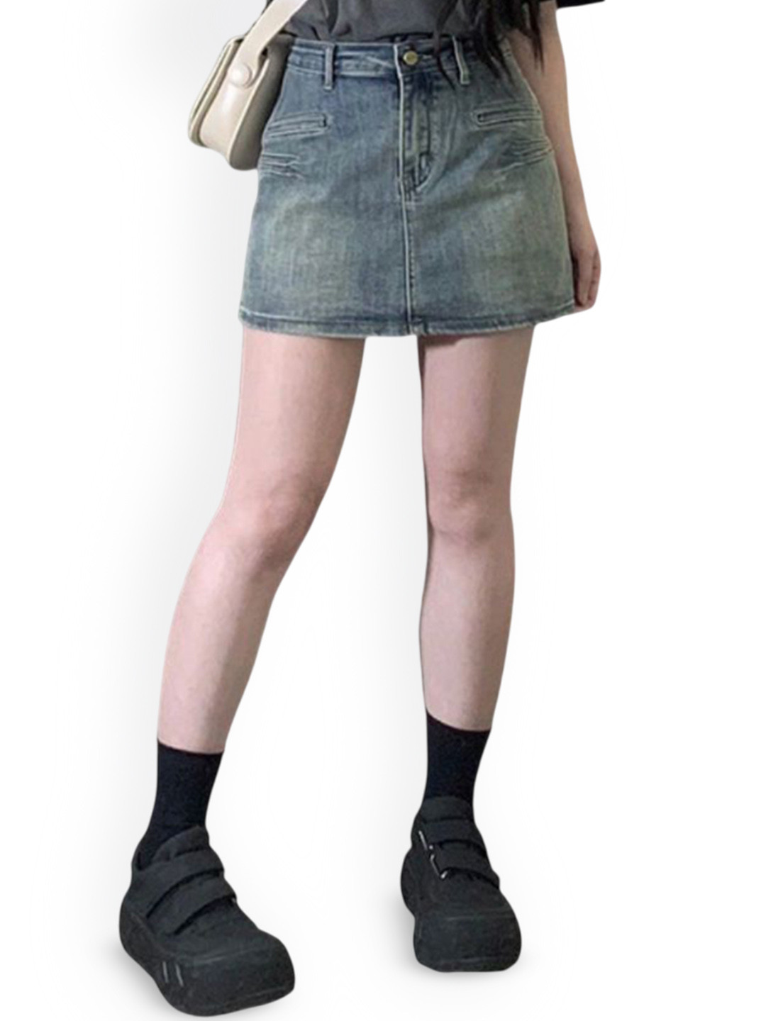 StyleCast Pencil A-line Mini Denim Skirt