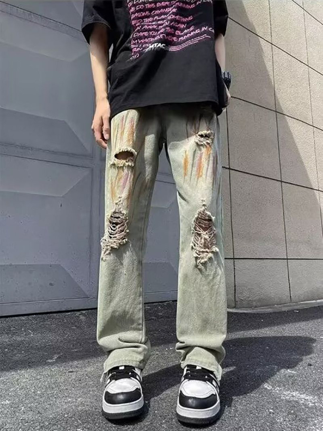 StyleCast x Revolte Men Relaxed Fit Distressed Jeans