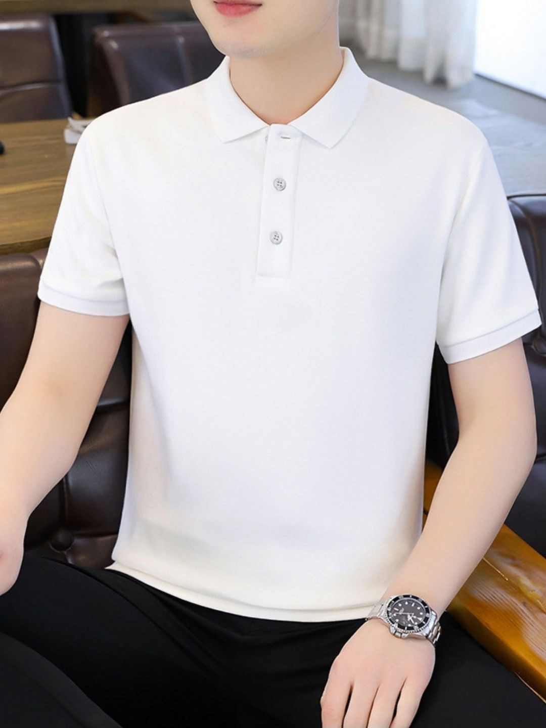 KPOP Polo Collar Short Sleeves Cotton Casual T-shirt