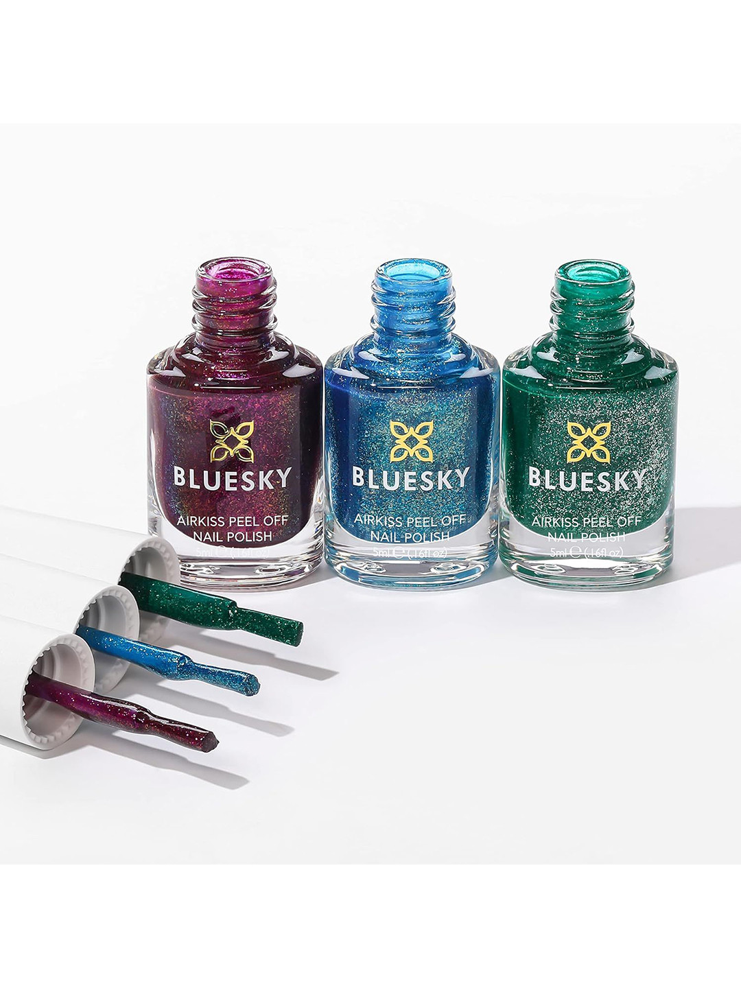 BLUESKY Kids Cosmic Space Collection Set Of 3 Airkiss Peel Off Nail Polish - 5 ml Each