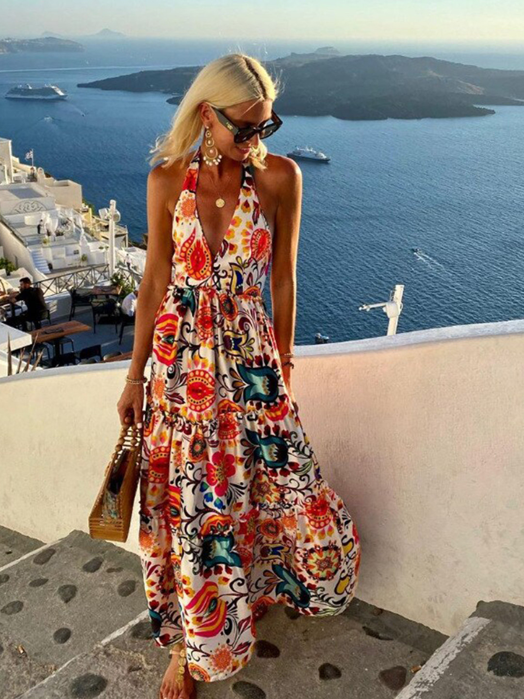 StyleCast Peach Floral Printed Maxi Dress