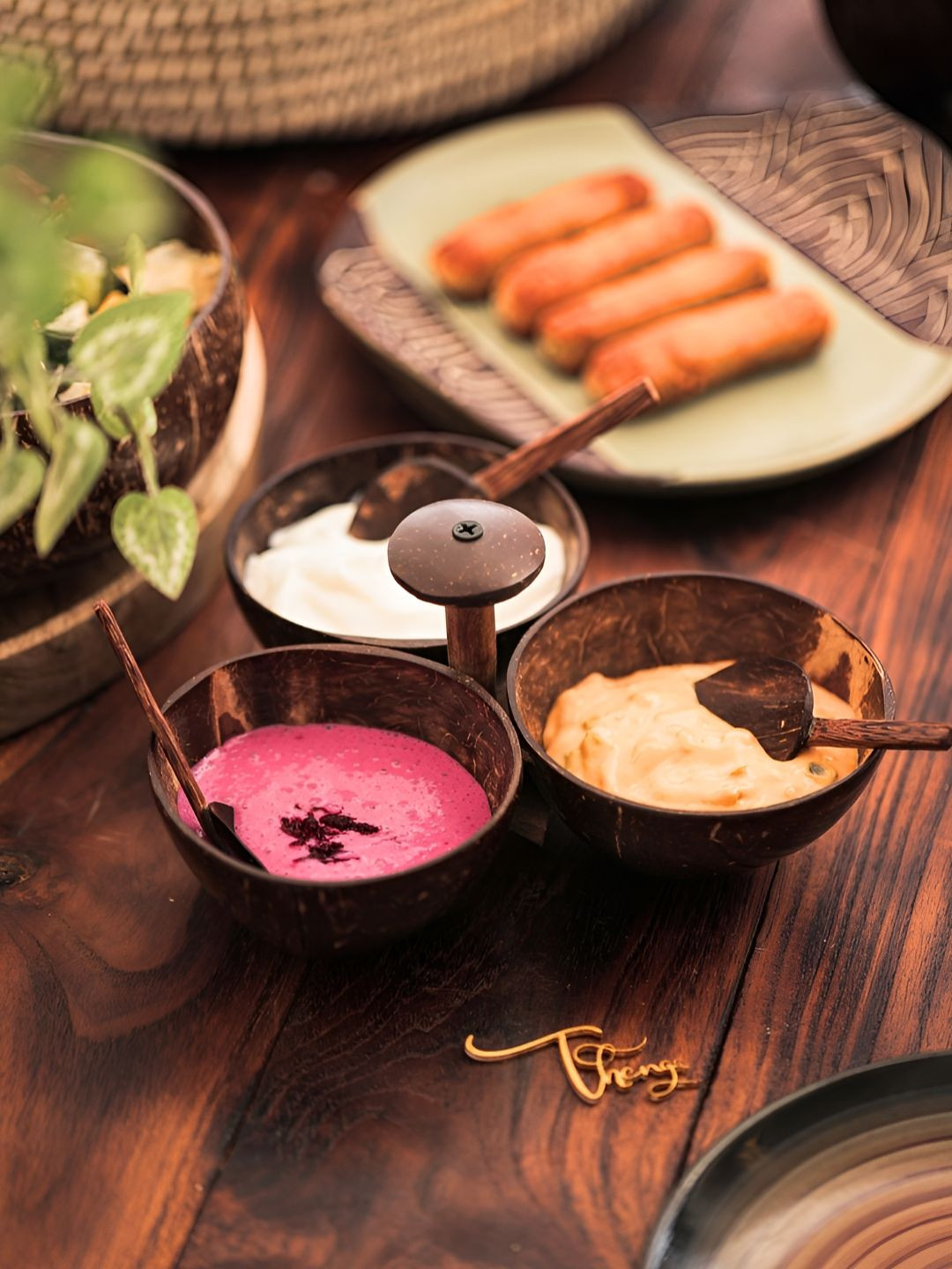 Thenga Brown Wood Easy To Clean Matte Serving Bowl