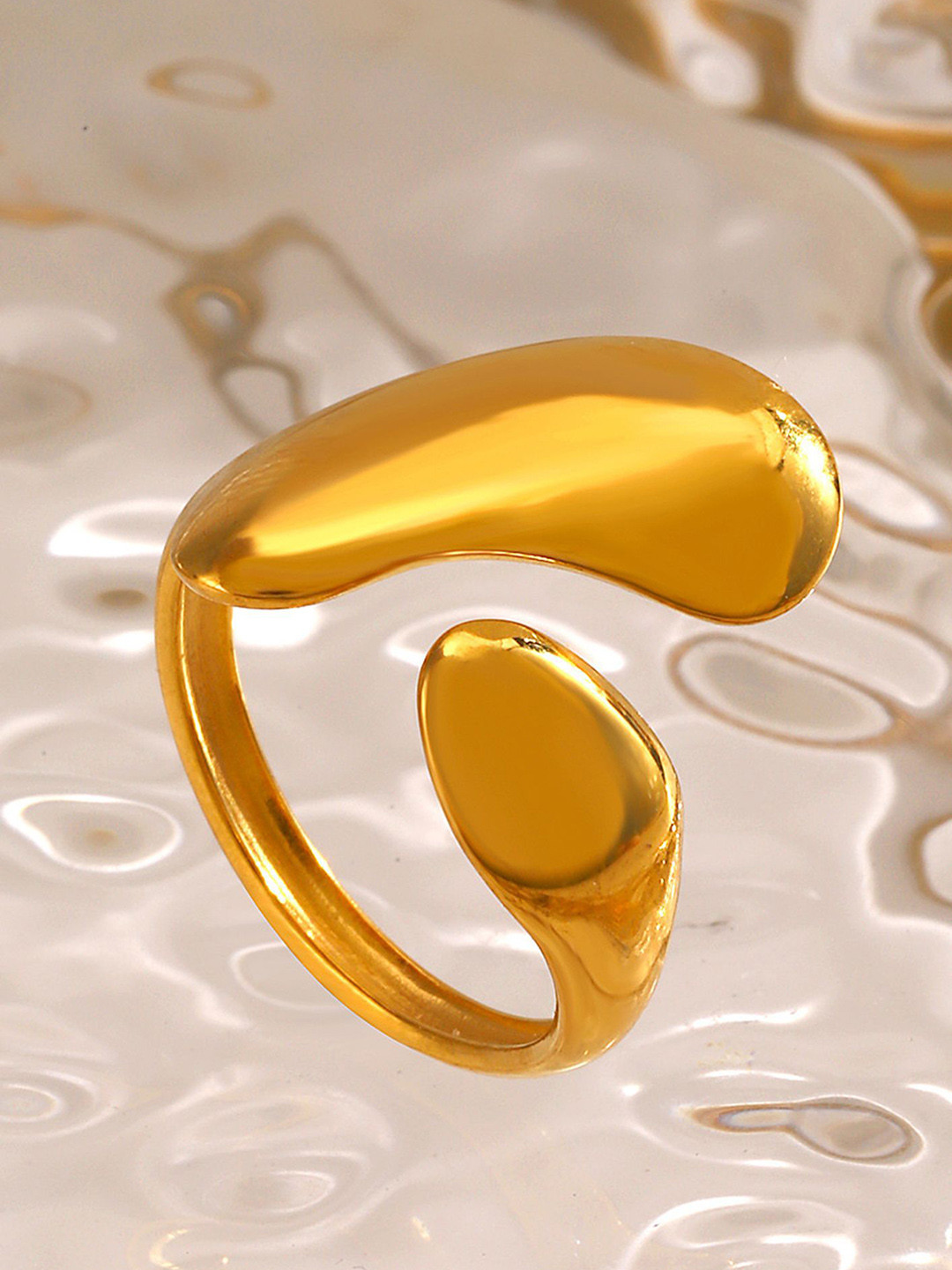 LULU & SKY Gold-Plated Dome Design Adjustable Finger Ring