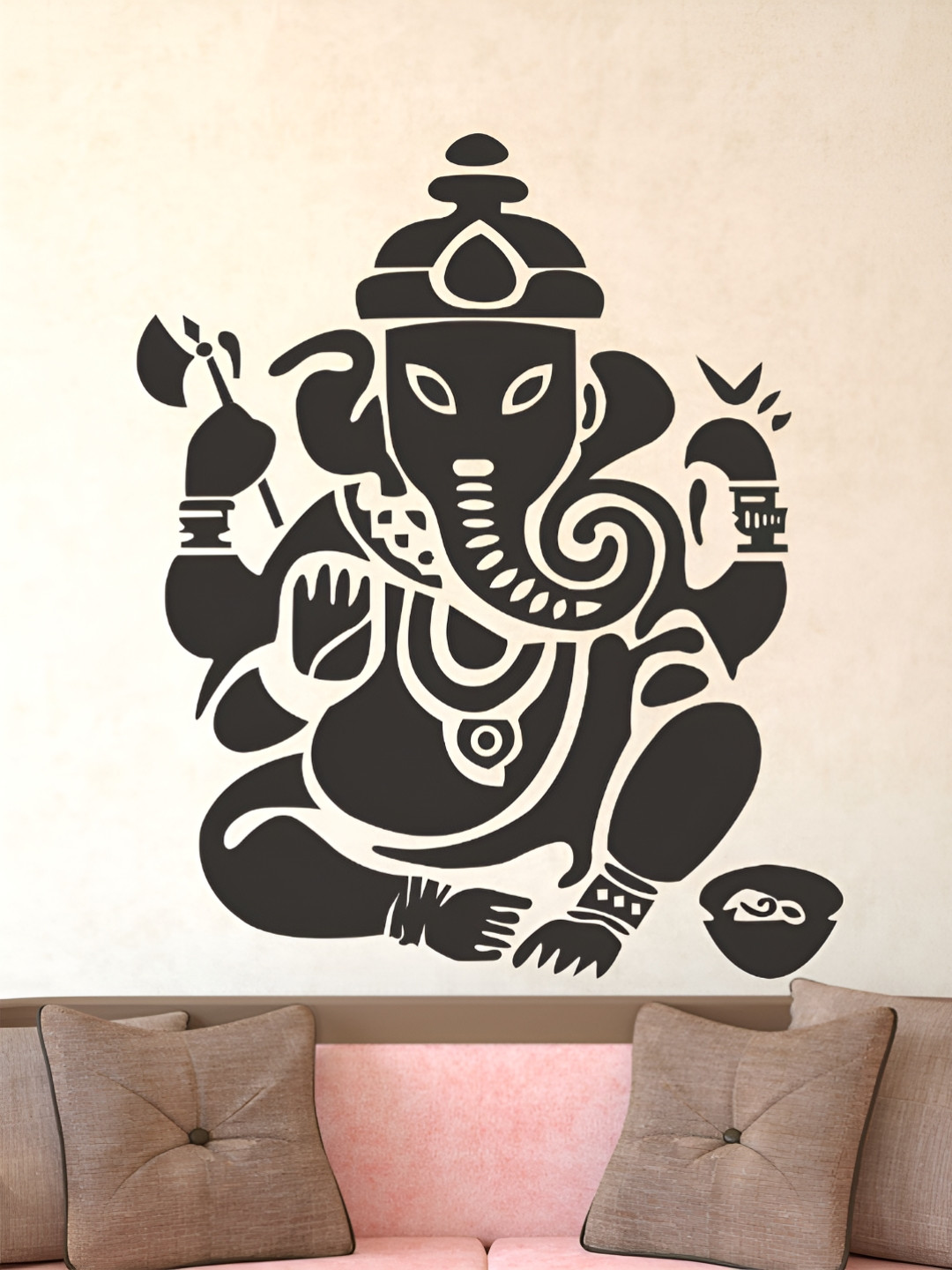 LANSTICK Black Little Ganesha Printed Self-Adhesive WallStickers