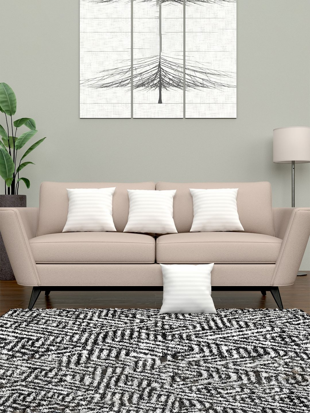 Myntra Elegant Homes 4-Pcs White Pre-FilledSquare Cushions Fillers