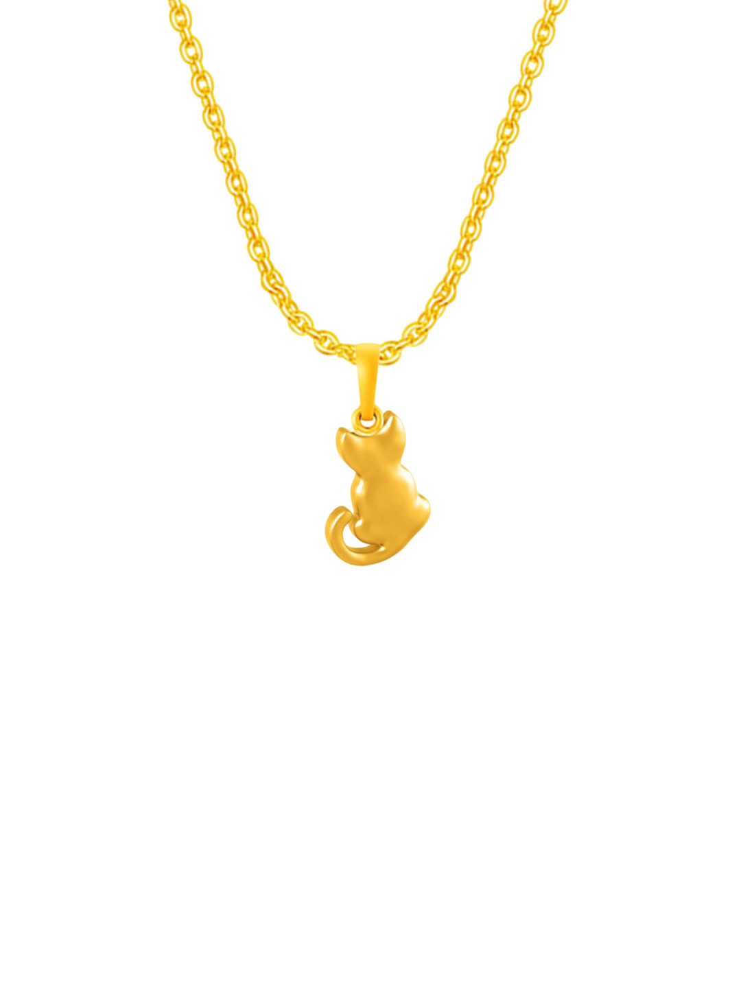 Metronaut 92.5 Silver 22KT Gold-Plated Contemporary Cat Shaped Pendant with Chain