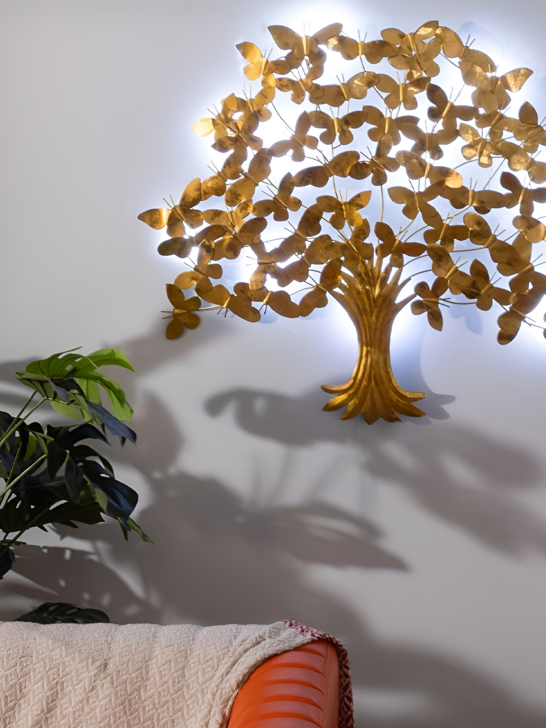 THREADVIBE LIVING Butterfly Metal Matte Hanging Hall Wall Hangings-31.5In