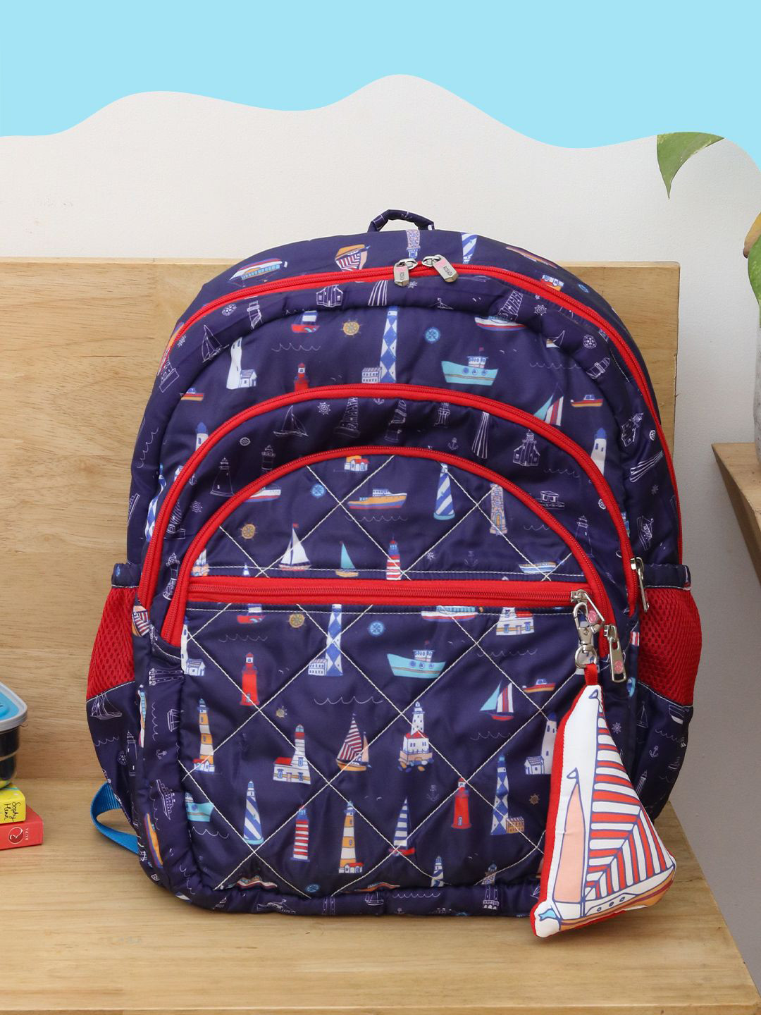 ROSADA Kids Lighthouse Printed Lightweight Waterproof School Bag Backpack 17inch