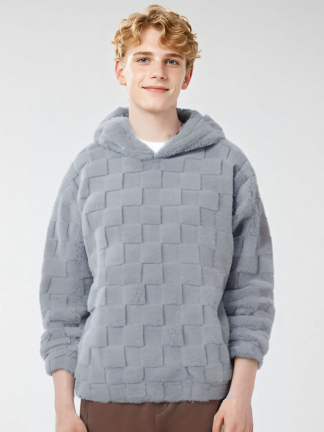 StyleCast x Revolte Men Self Design Hooded Sweatshirt
