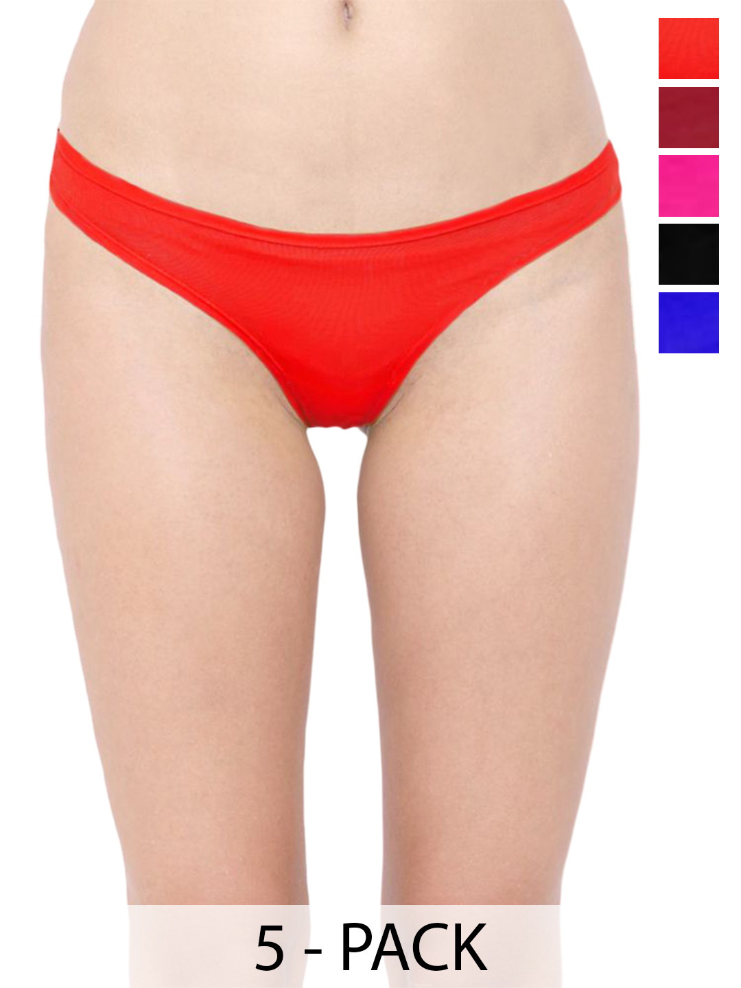 DOOZIE LOVEPLUS Pack Of 5 Thongs Briefs DL-TOP-THONG-PLAIN-5-XS