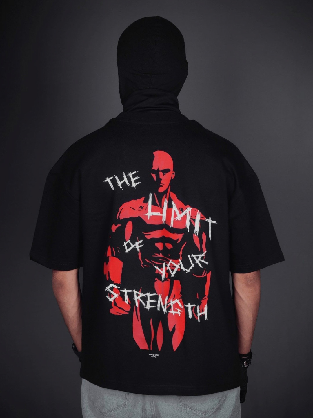 WHITE HUSK Saitama One Punchman Anime Printed Cotton Oversized T-shirt