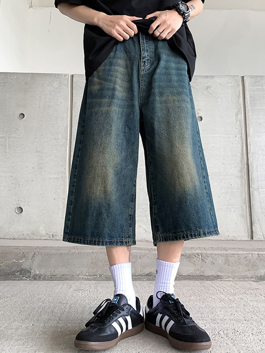 StyleCast x Revolte Men Loose Fit Denim Shorts