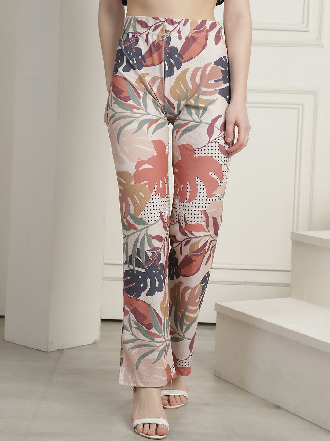 Metronaut Floral Print Relaxed High-Rise Bootcut Trousers